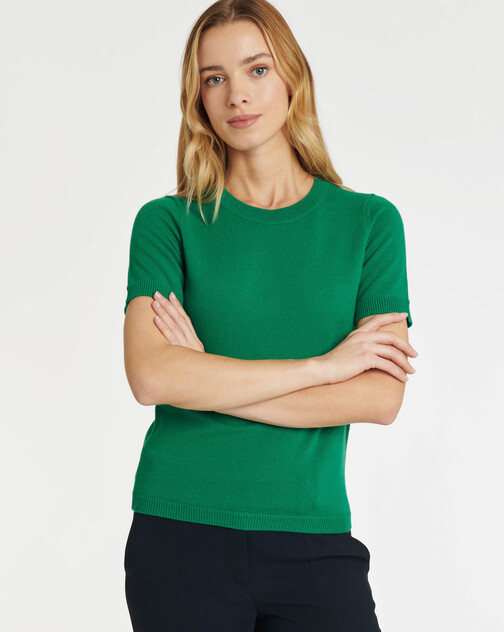 Pull à manches courtes en laine et cachemire