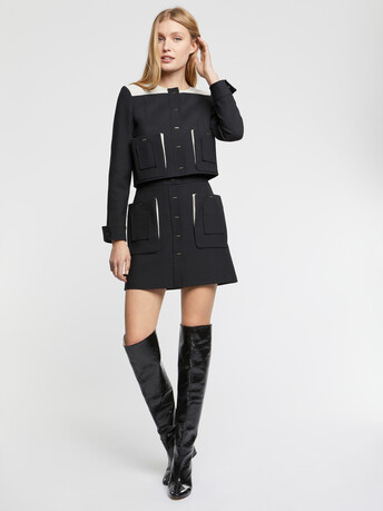 Buttoned-front mini skirt - Noir / pierre