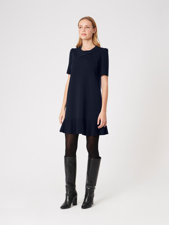 Merino wool dress - Navy blue