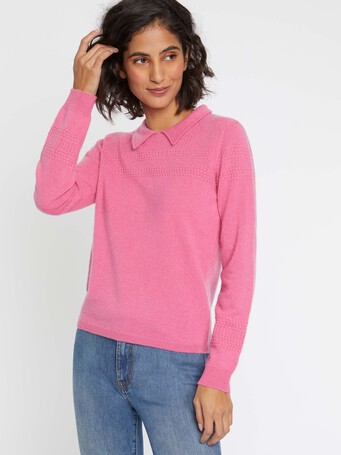 Pull polo en cachemire - Bubble gum