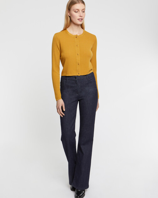 Cardigan en laine en maille côtelée