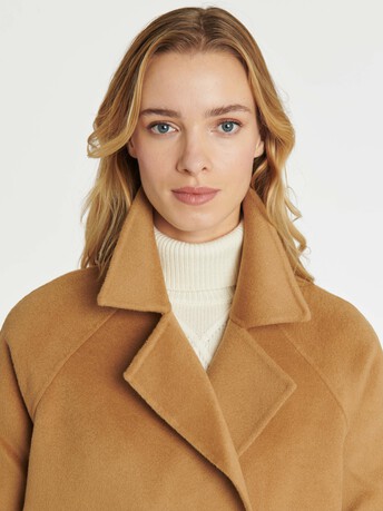 Manteau long double face en laine et cachemire - Caramel