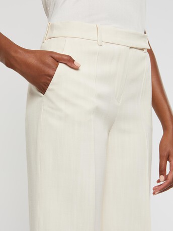 Wide-leg viscose-canvas pants - Ivory