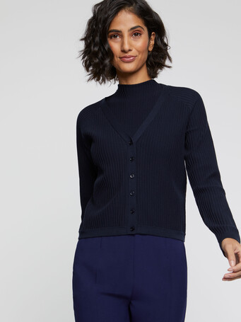 KNITTED CARDIGAN - Navy blue