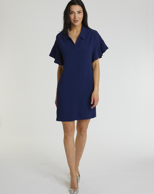 Robe courte en crêpe envers satin