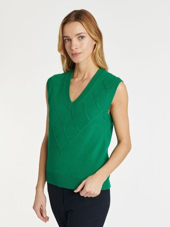 Pull sans manches en laine et cachemire - Emeraude