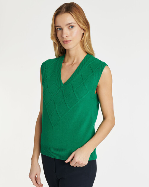 Pull sans manches en laine et cachemire