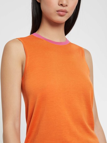 Pull sans manche en soie - Mandarine/ bubble gum