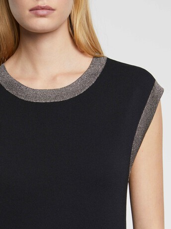 Lurex- and Milano-knit shift dress - Noir