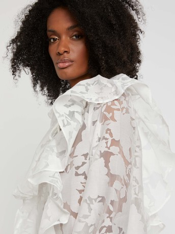 Blouse à volants en organza - Blanc