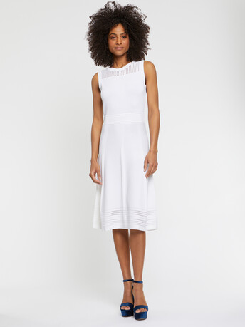Robe patineuse en maille ajourée - Blanc casse