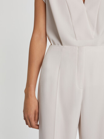 Pantalon fluide en crêpe envers satin - Coquille