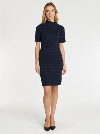 KNITTED DRESS - Navy blue