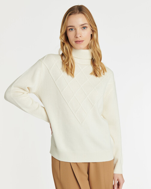 Pull col roulé en laine et cachemire
