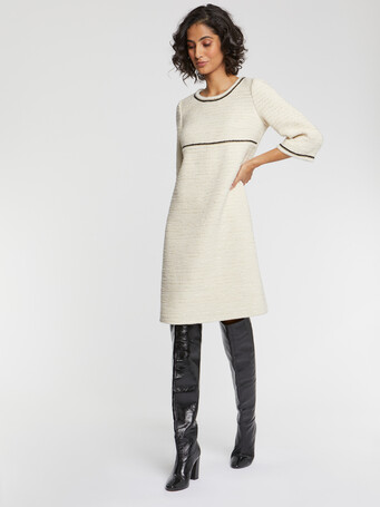 Robe courte en tweed lurex - Ecru
