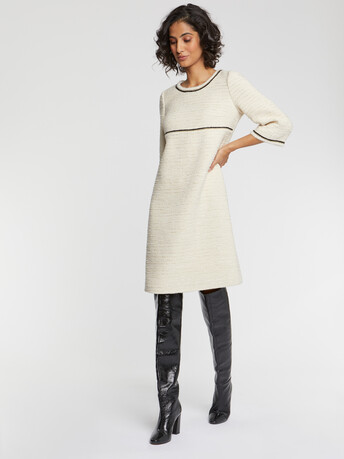 Robe courte en tweed lurex - Ecru