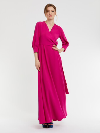 Satin-back crepe evening gown - Fuchsia