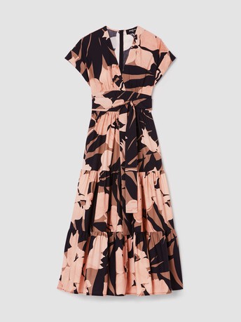 Robe en popeline imprimée - Poudre / noir
