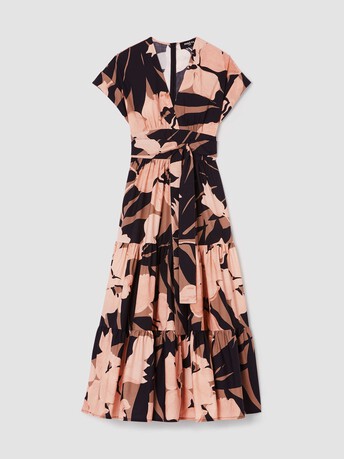 Print poplin dress - Poudre / noir