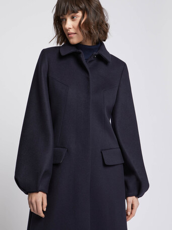 Long wool and cashmere coat - Navy blue