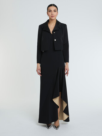 Veste courte en crêpe envers satin - Noir