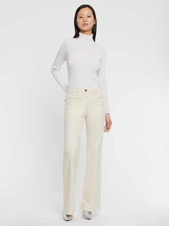 Flared stretch-cotton jeans - Off white