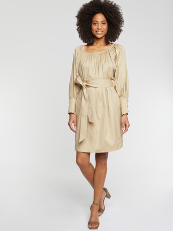Robe courte à nœuds en popeline de coton - Bronze