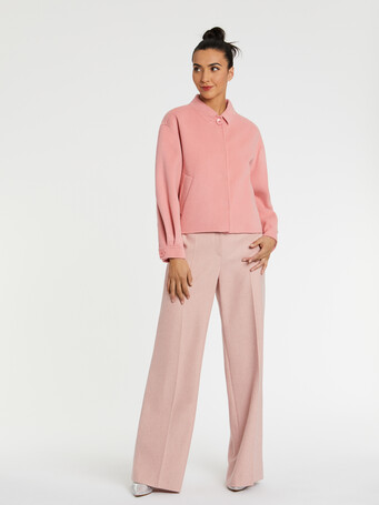 Veste courte à col en laine - Candy pink