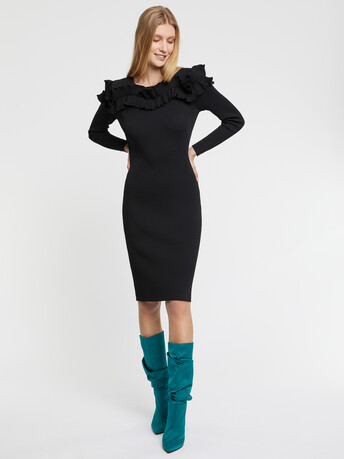 Fitted ruffled dress - Noir