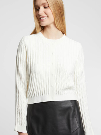 Cardigan en soie à points fantaisie - Blanc casse