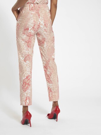 Pantalon en popeline imprimée panthère - Blush