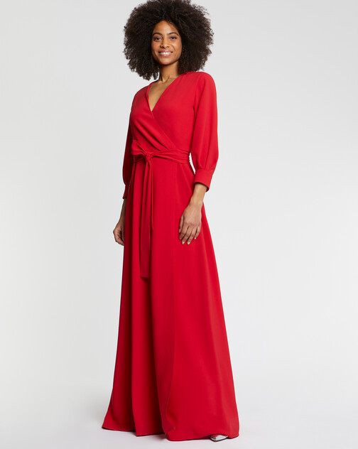 Satin-back crepe evening gown
