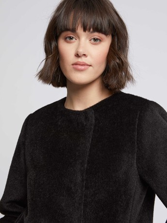 Manteau mi-long en alpaga - Noir