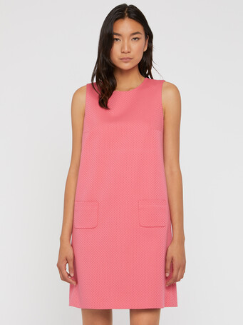Short sleeveless swiss-dot jacquard dress - Pink