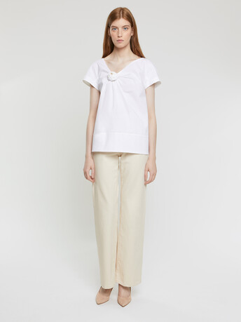 Cotton poplin T-shirt - White