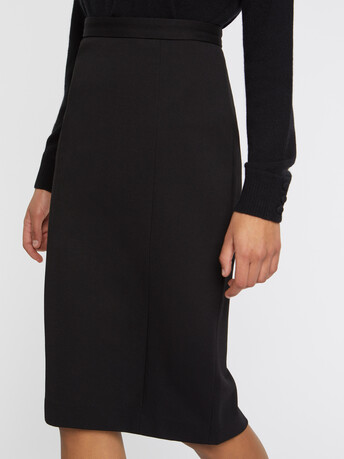 Jupe crayon longueur midi en maille - Noir