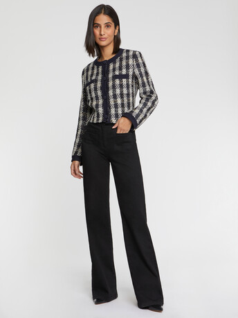 Cropped houndstooth jacket - Noir / blanc casse