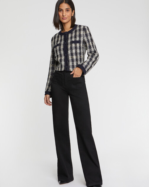 Veste courte à motif pied-de-coq