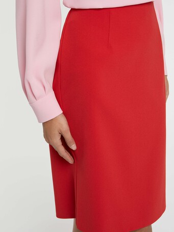 Short straight-cut crepe skirt - Hibiscus