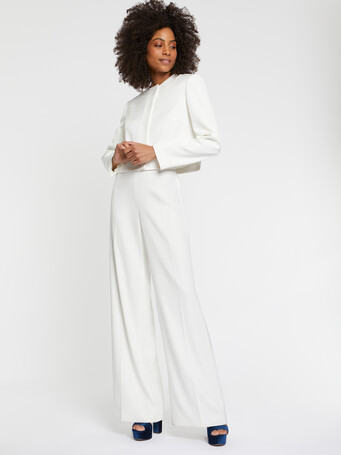Cropped Ottoman stretch jacket - Off white