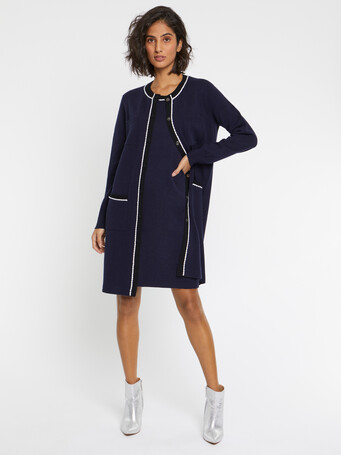 Robe pull en laine et cachemire - Marine / noir