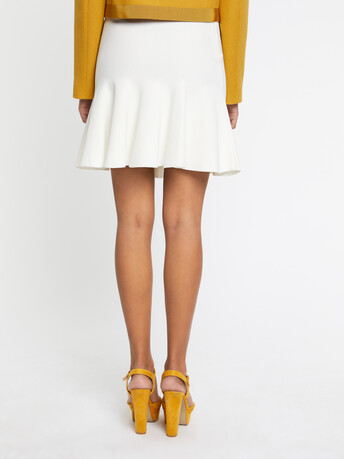 Milano-viscose mini- skater skirt - Off white