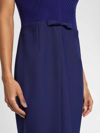 Robe courte droite en laine fine - Indigo