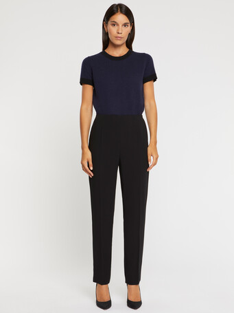 Pantalon droit en crêpe envers satin - Noir