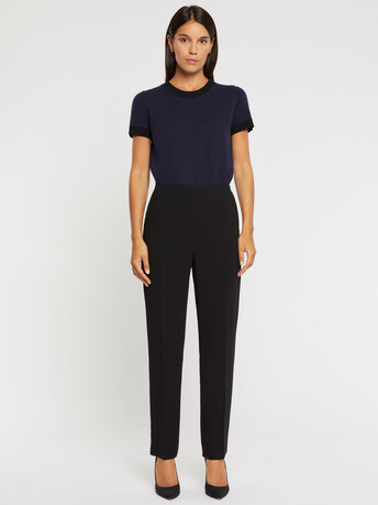 Pantalon droit en crêpe envers satin - Noir