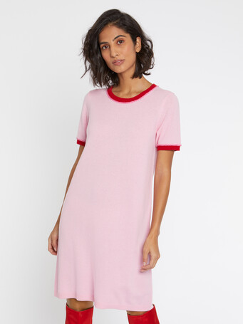 Wool and cashmere sweater dress - Candy pink/ hibiscus