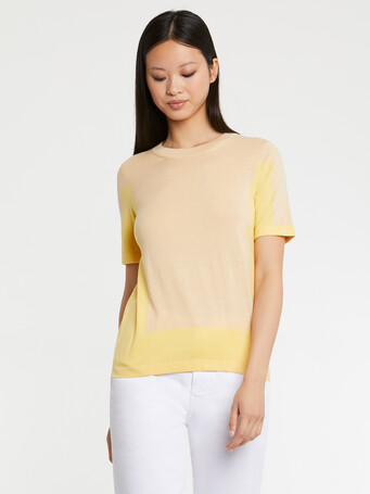 Pull en soie et coton - Nougat/paille
