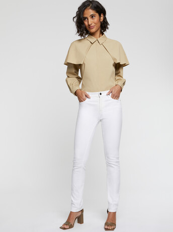 Chemise à bavolets en popeline de coton - Bronze