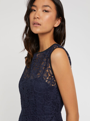 Robe sans manches en dentelle - Marine