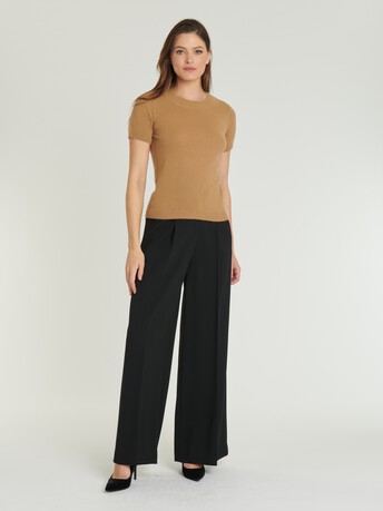 Pull manches courtes en cachemire - Caramel